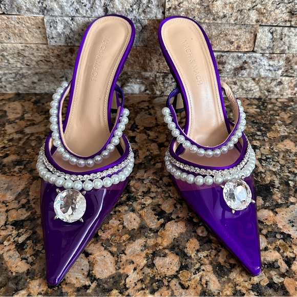 Mach & Mach Diamond of Elizabeth Imitation Pearl Pointed Toe Mule - Picture 5 of 9